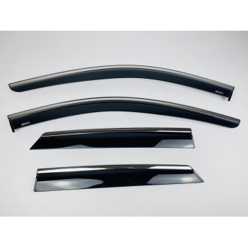 Дефлектори вікон Mercedes ML-class W-164 2005-2011 з нерж. хром полоскою-1